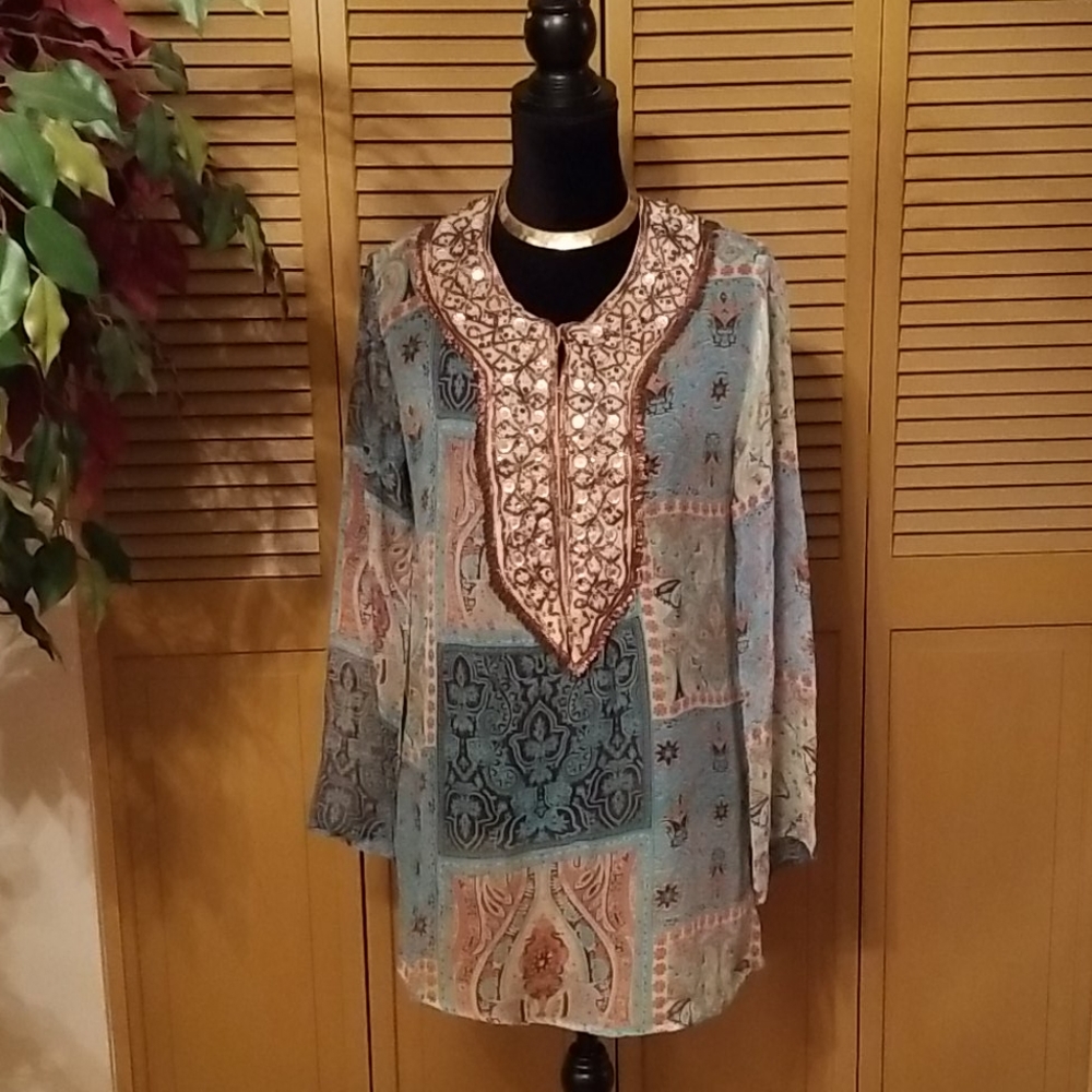 Boston Proper Embellished Tunic Top